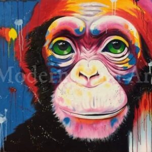 Colorful monkey painting lively animal wall art full of energy and charm, perfect for modern, eclectic, and nature-inspired interiors.