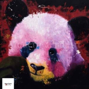Panda On Red And Black Background