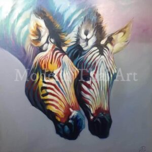 Twin Grace Two Zebras On Light Grey Background