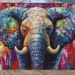 Elephant On Rainbow Background