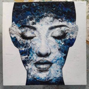 Blue And White Lady Face Abstract